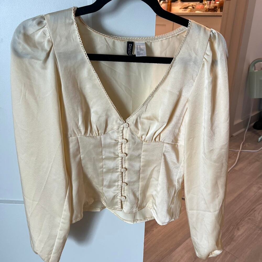 Hm pale yellow satin corset